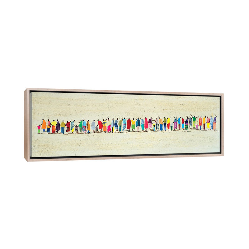 «African People In Line», reproduction d'art murale encadrée, H 16 po x l 48 po, Reproduction encadrée sans passe-partout