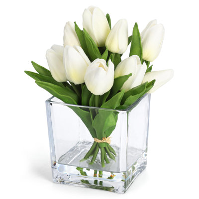 12 pièces de tulipes artificielles, tiges de tulipes artificielles pour vase - tulipes en soie réalistes, décoration de table de mariage pour la cuisine à la maison, cadeau de la Saint-Valentin pour la fête des mères, décorations pour la maison, 2 