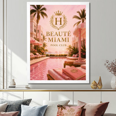 Club de piscine de Miami - Décoration murale glamour sur toile