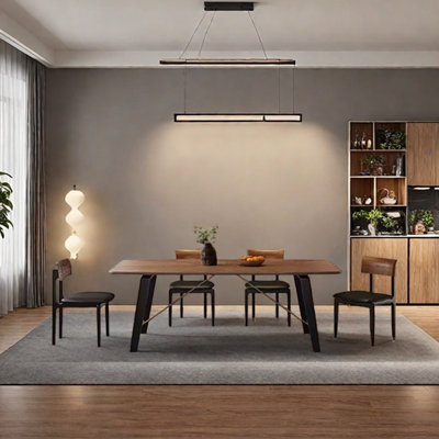 Sintered stone with solid wood dining table set