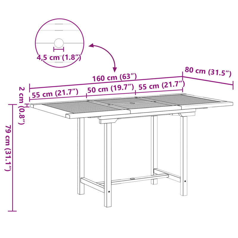 Ensemble repas 5 pièces Vidaxl
