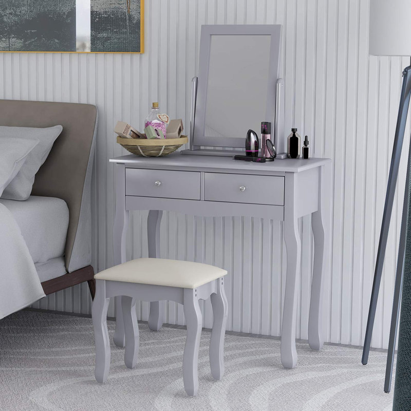 Adair Dressing Table with Mirror, Grey