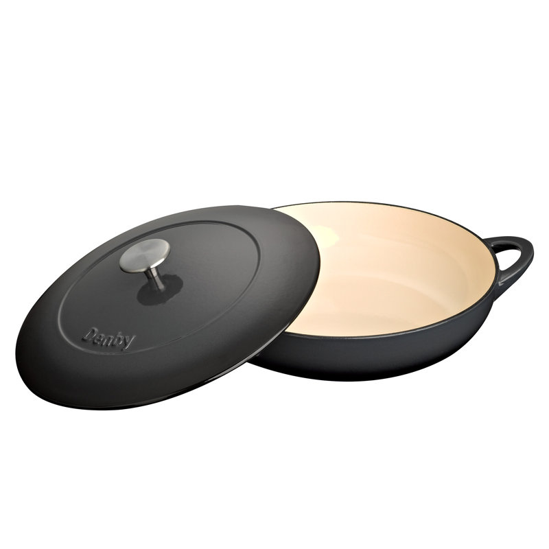 Denby 3.8L / 30cm Cast Iron Round Shallow Casserole, Halo Grey