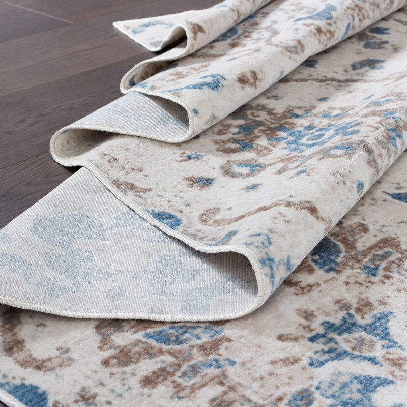 Tapis bleu / beige Bobb, Rectangle 3 pi 3 po x 4 pi 11 po