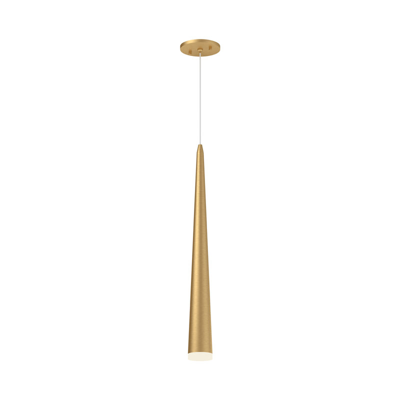 Mina 1 - Light Brushed Gold LED Single Pendant, 2.75" H x 24" W x 2.75" D