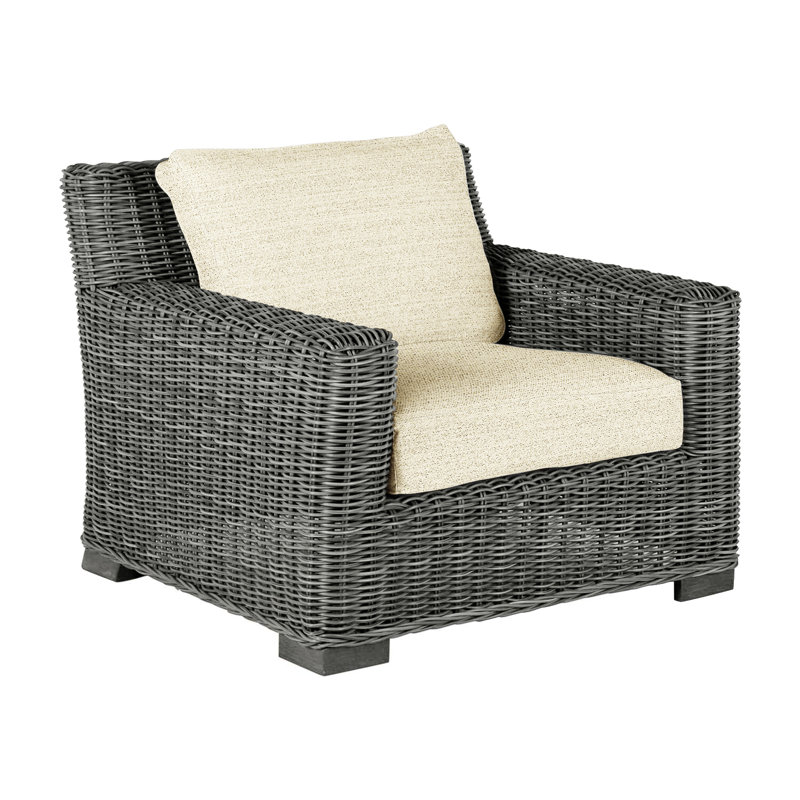 Rustic Woven Lounge Chair, Linen Forest, Slate Gray, No Welt