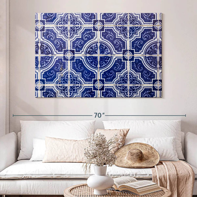 Avery Blue Porto Floor Tiles, 34" H x 51" W