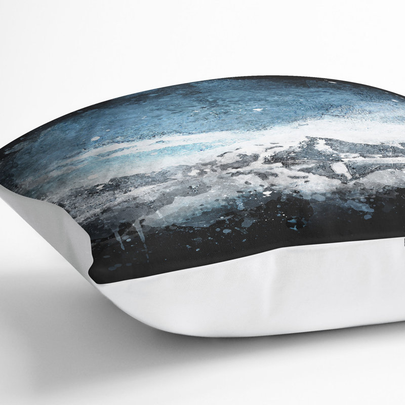 Winter Mountain Reflection Cushion with Filling, 40cm H x 40cm W x 15cm D, White