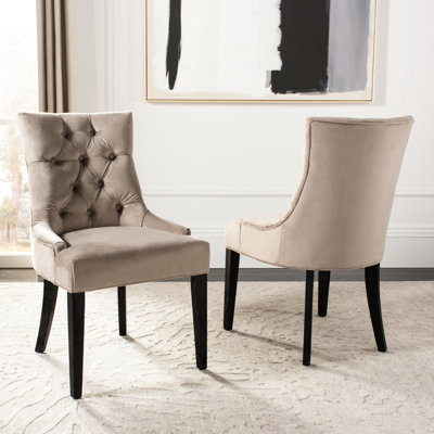 Chaise d'appoint capitonnée en coton taupe Rische