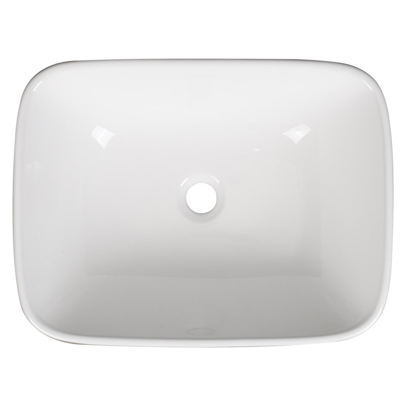 17 Stories 505mm L x 385mm W Marble Ceramic Rectangular Sink with Overflow