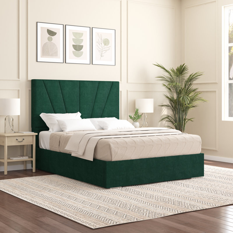 Alahnna Upholstered Bed Frame    , Emerald, Single (3')