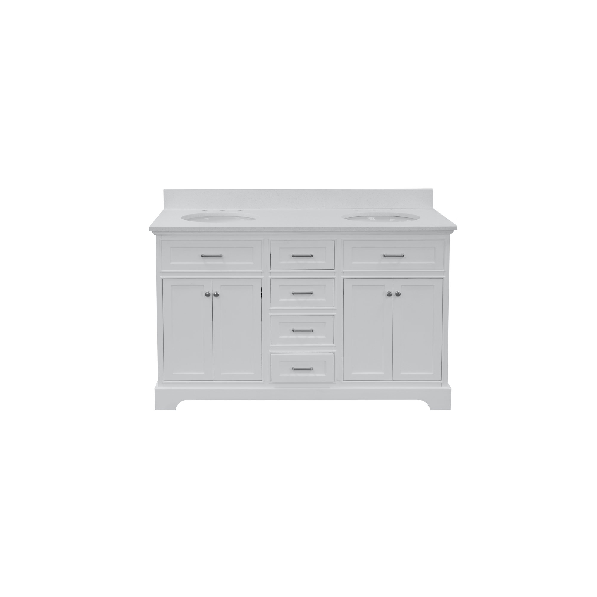 Ronnie 60'' Double Bathroom Vanity, White, Quartz