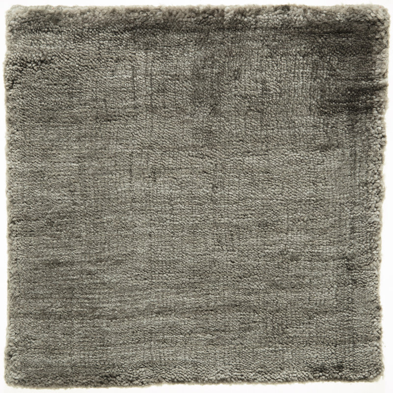 Tapis moderne en soie tissé à la main, Carré 9 pi, Taupe