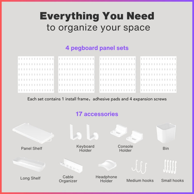 Plastic Wall Organizer with Corkboard