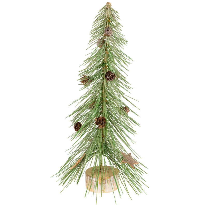 Arbre de Noël givré sur une base en bois, H 13 po x l 6 po x P 6 po