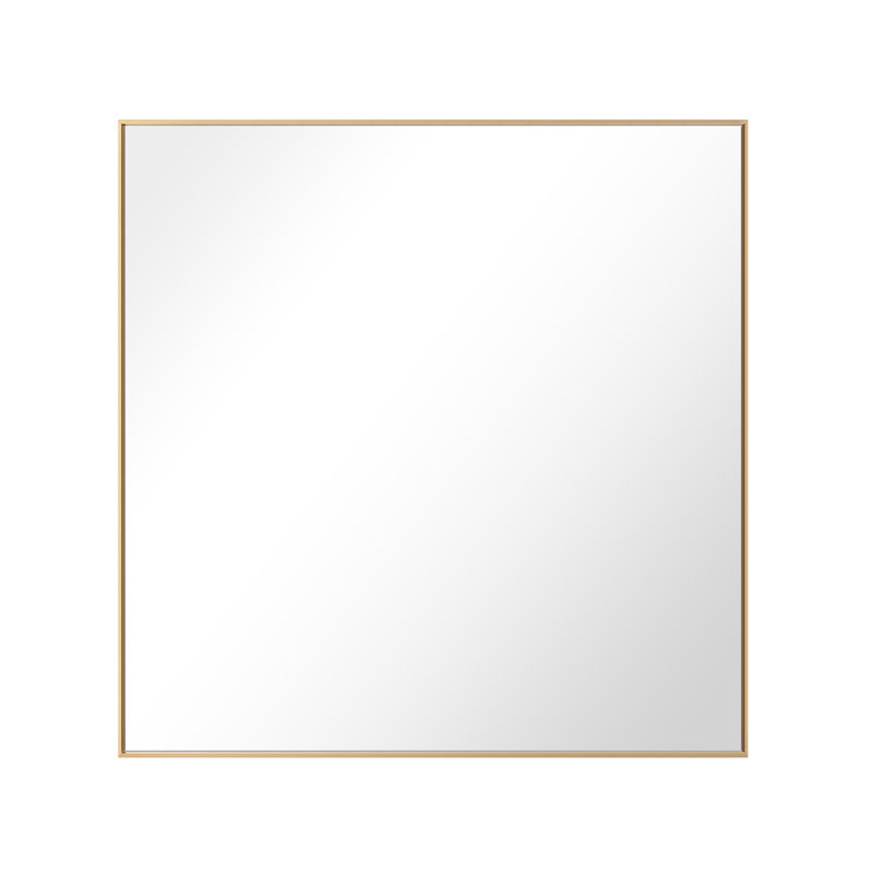 Modern & Contemporary Rectangle Bathroom Vanity Mirror Metal Framed Wall Mirror, 30" x 30", Brass