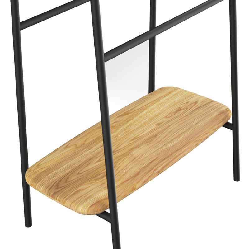Lonon 3 Freestanding Towel Stand, Natural Oak Wood/Black