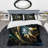 Brown Blue Fractal Flower in Black - Abstract Duvet Cover Set - Microfiber Polyester-34035778