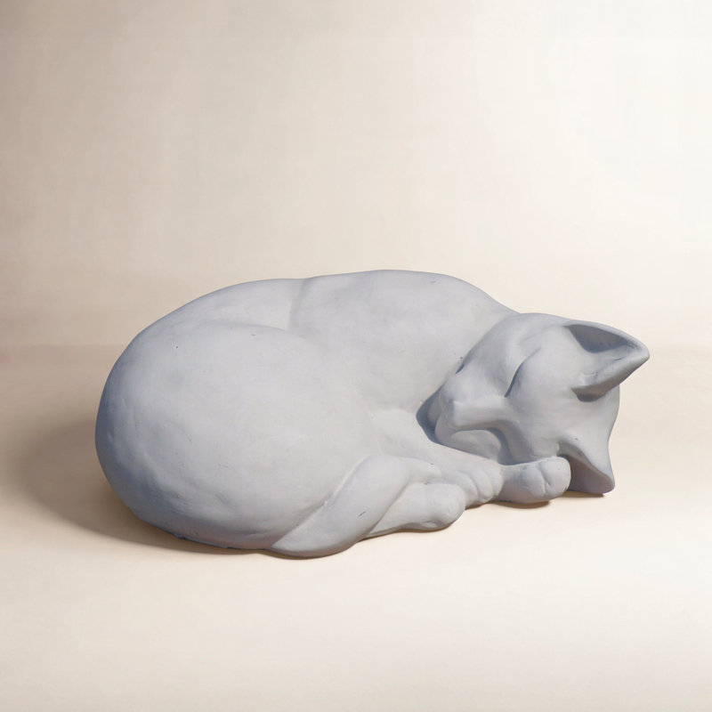 Classic Sleeping Cat Garden Statue, Terra Cotta