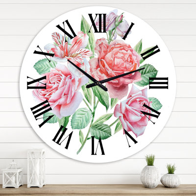 Fleurs printanières Alstroemeria Rose - Horloge murale traditionnelle