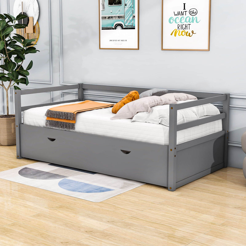 Lit de jour en bois avec couchette Demoraes, Gris