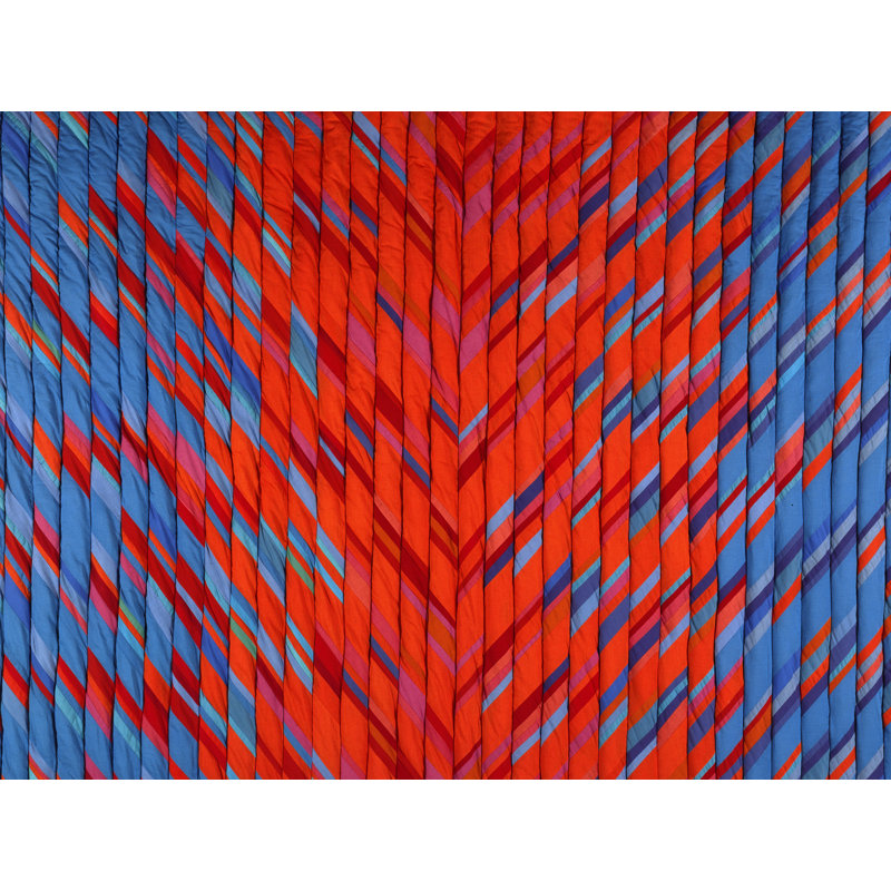 Marriage Of Blue And Orange Print by Judith Larzelere, Black Framed Canvas, 25" H x 33" W