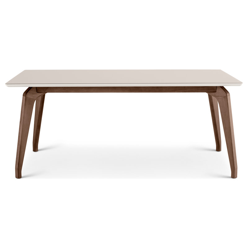 Modern Brazilian Glass Dining Table, 29.5" H x 70.75" L x 39.25" W, Off White