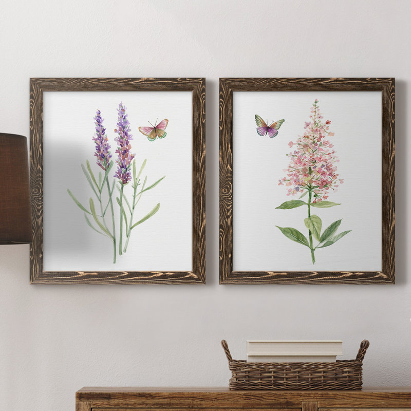 «Wildflower Botanical I», ensemble de 2 reproductions d'art, Toile avec cadre en noyer, H 24 po x l 36 po x P 1,5 po