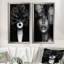 "I", art floral sur toile noir et blanc-1994991146-1994991144