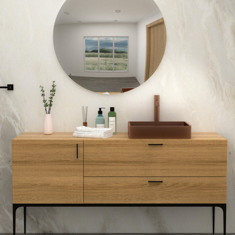 Lavabo de salle de bain 19 po x 15 po en acier inoxydable or rose - Peu d'entretien requis avec un système de drainage avancé