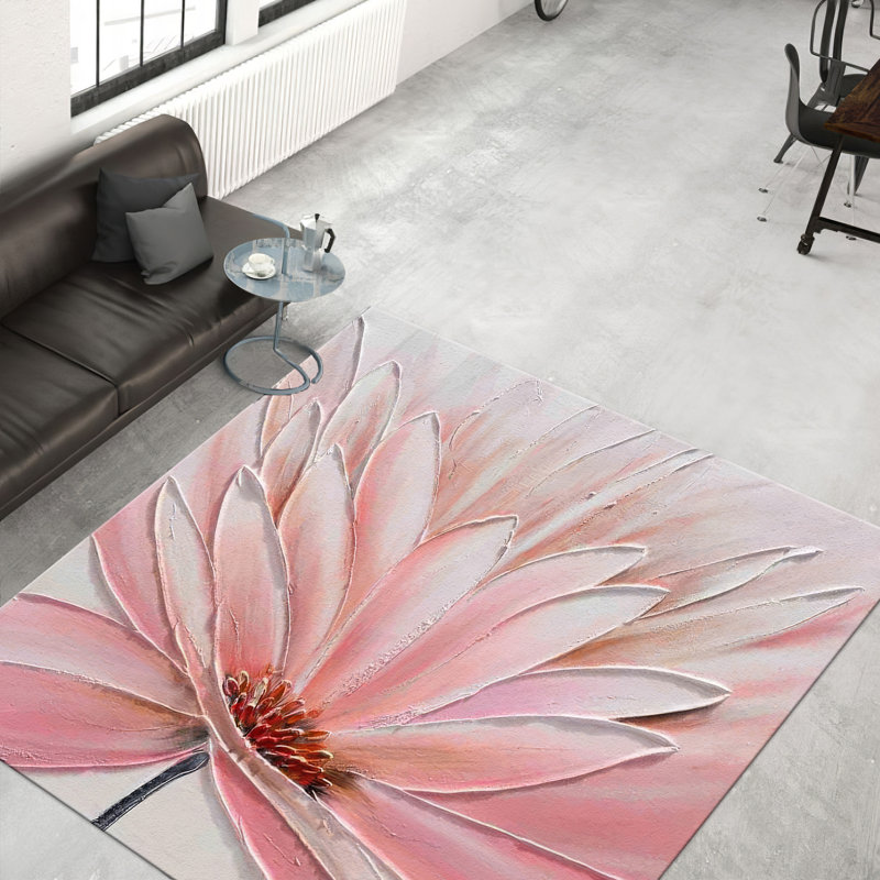Exquisite Floral Design With Pile Soft Printed Rug for a Classy Interior Touch in Living Room or Bedroom, Square 3'11"