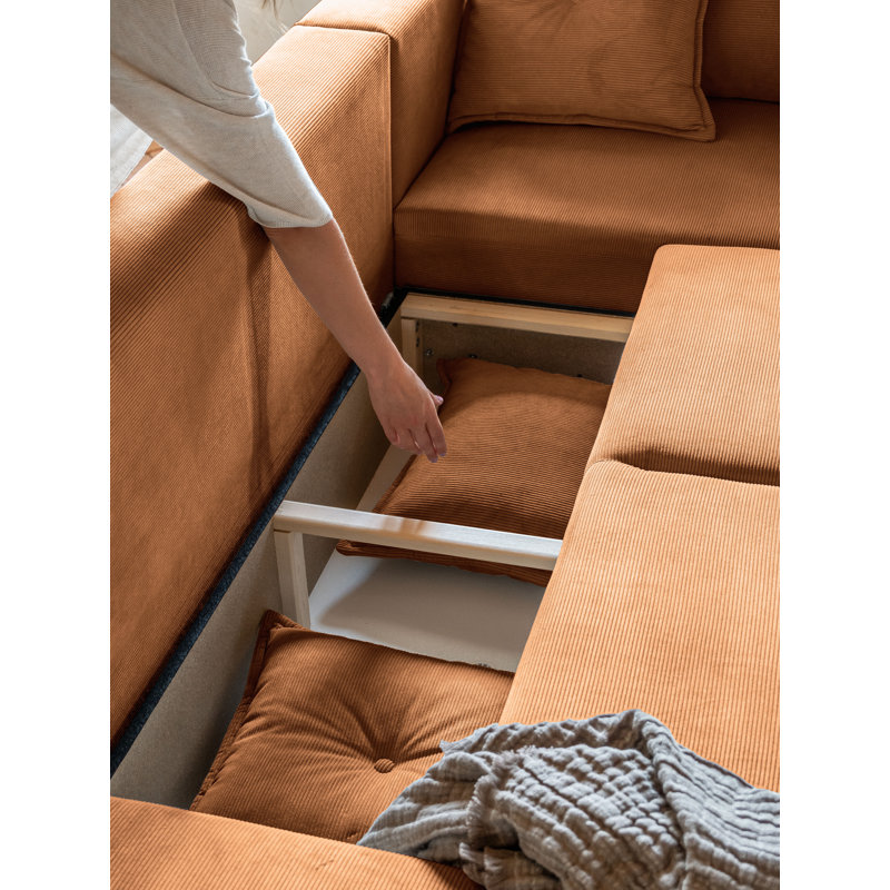 Lazy Lukka 6 Seater Sofa Bed, Right Hand Facing, Orange