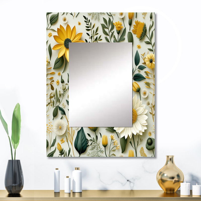 Aniaha Boho Botanicals Boho Greens - miroir botanique, miroir mural scandinave unique, impression d'art en métal