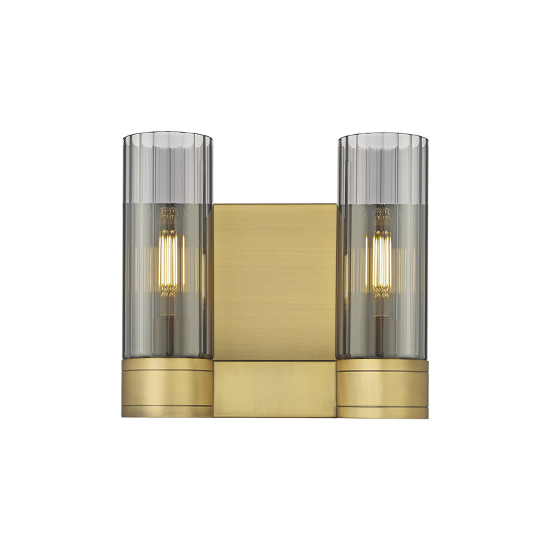 Applique murale 11 po 2 lumières Empire, Laiton brossé, Plaqué couleur fumée, H 9,5 po x l 10,5 po x P 5,5 po
