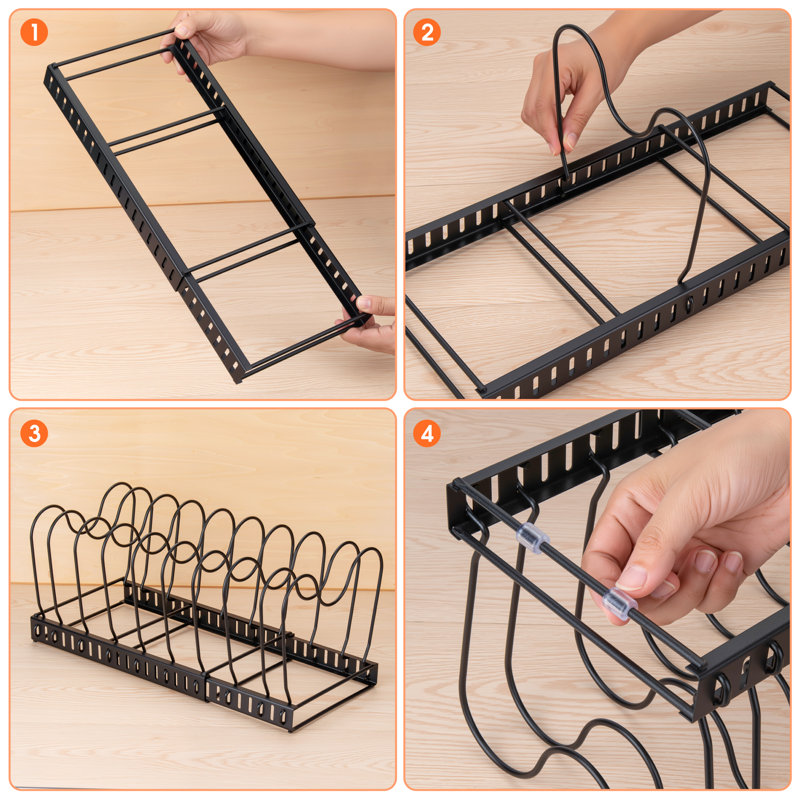 Support à casseroles extensible ROFAY, 10 compartiments, rangement pour garde-manger, noir