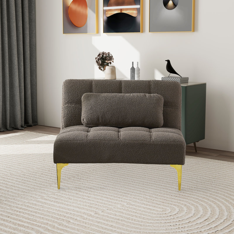 Upholstered 35.5'' Reclining Sleeper Sofa, Taupe