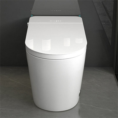 Smart Toilet With 85MM Wider Bidet Seat, Smart Toilet With Bidet Built In, Voice Control, Bubble Shield, AUTO Dual Flush,Tankless Toilet With Warm Air Dryer, Wireness Remote Control