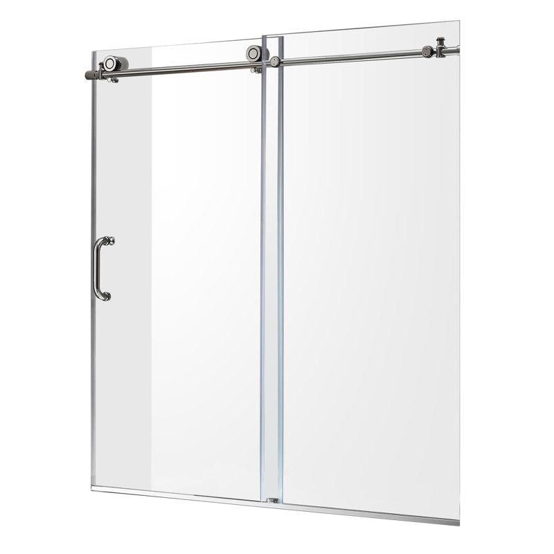 Don 60'' - W x 62'' H Single Added Door Frameless Tub Door with TSUNAMI GUARD, Polished Chrome