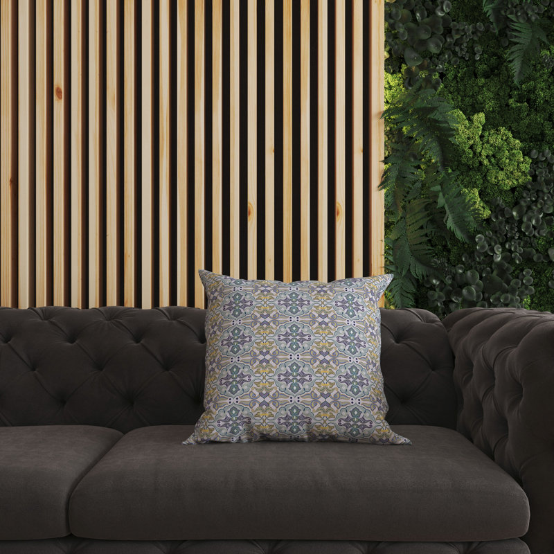 Coussin décoratif floral intérieur / extérieur Floral Elegance, Bleu/jaune, H 26 po x l 26 po