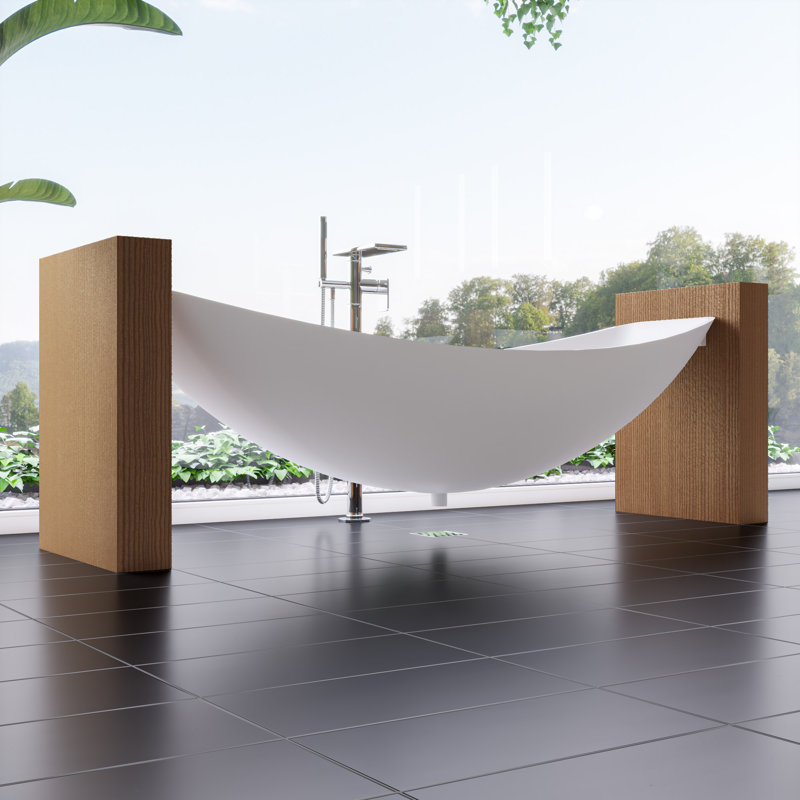79'' White Matte Acrylic Suspended Hammock Bathtub