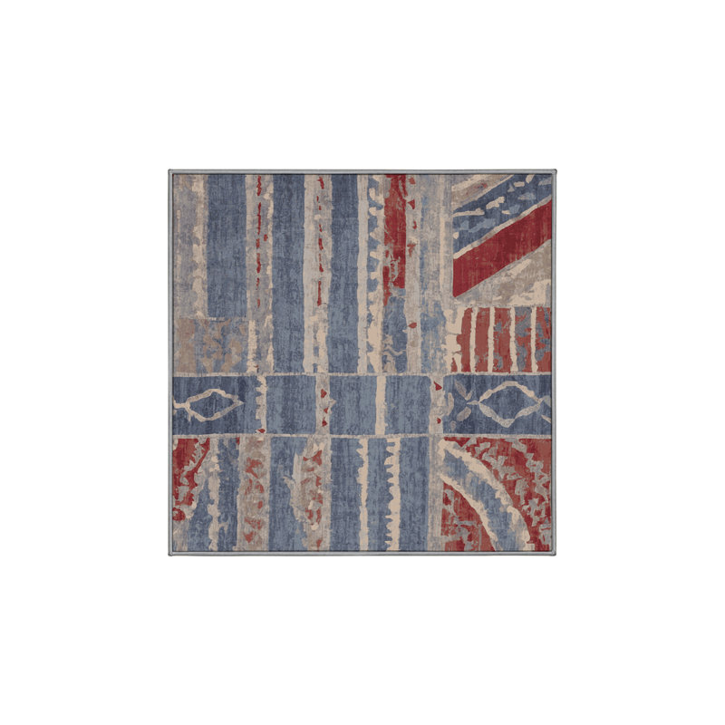 Machine Washable Gray Area Rug, Square 6'
