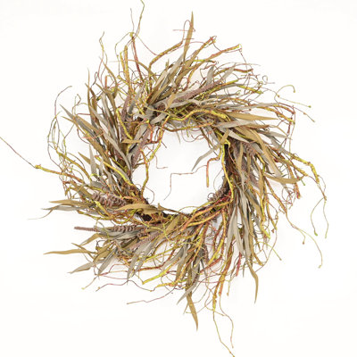 26" Artificial Farmhouse Thanksgiving Day Harvest Blossom Cluster Twig Grass Berry Fall Front Door Wreath