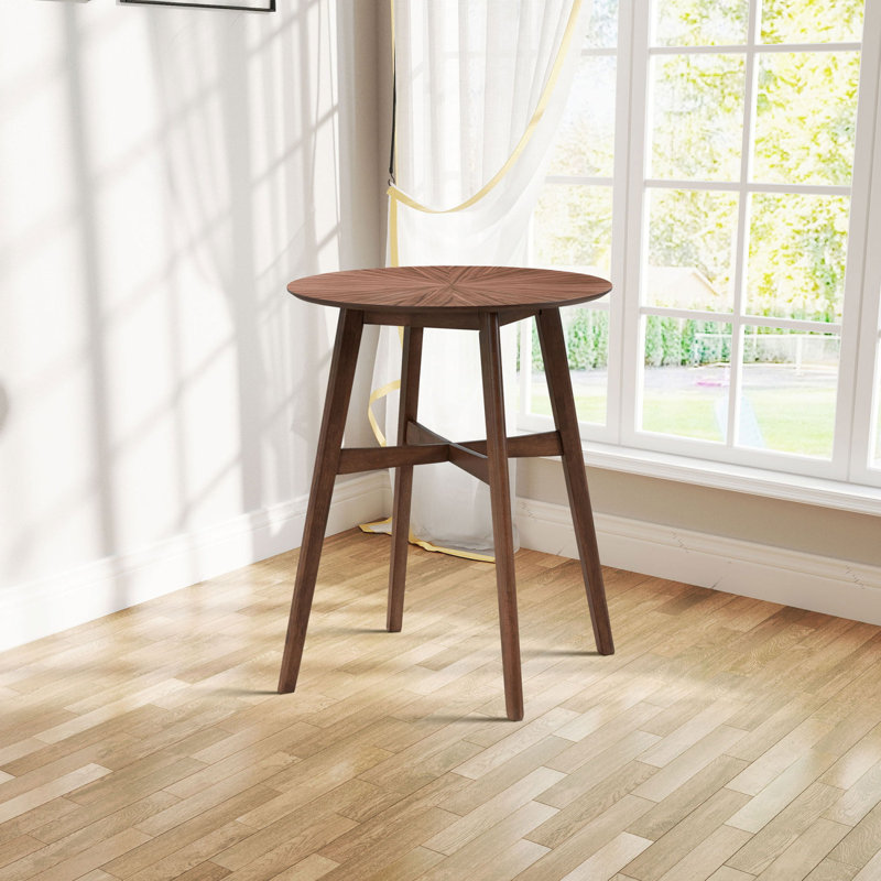 Table de bar ronde surdimensionnée de 31,5 pouces, table de salle à manger en bois à haut plateau de cuisine pour pub, salon, restaurant, bar à cocktail, noyer