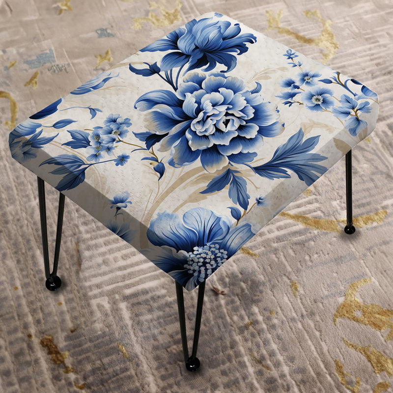 Repose-pieds Cobalt Blue Royal Flourish Victorian