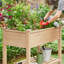 Pot à fleurs surélevé en bois de sapin Alhanouf avec doublure en tissu et roues-1449410833