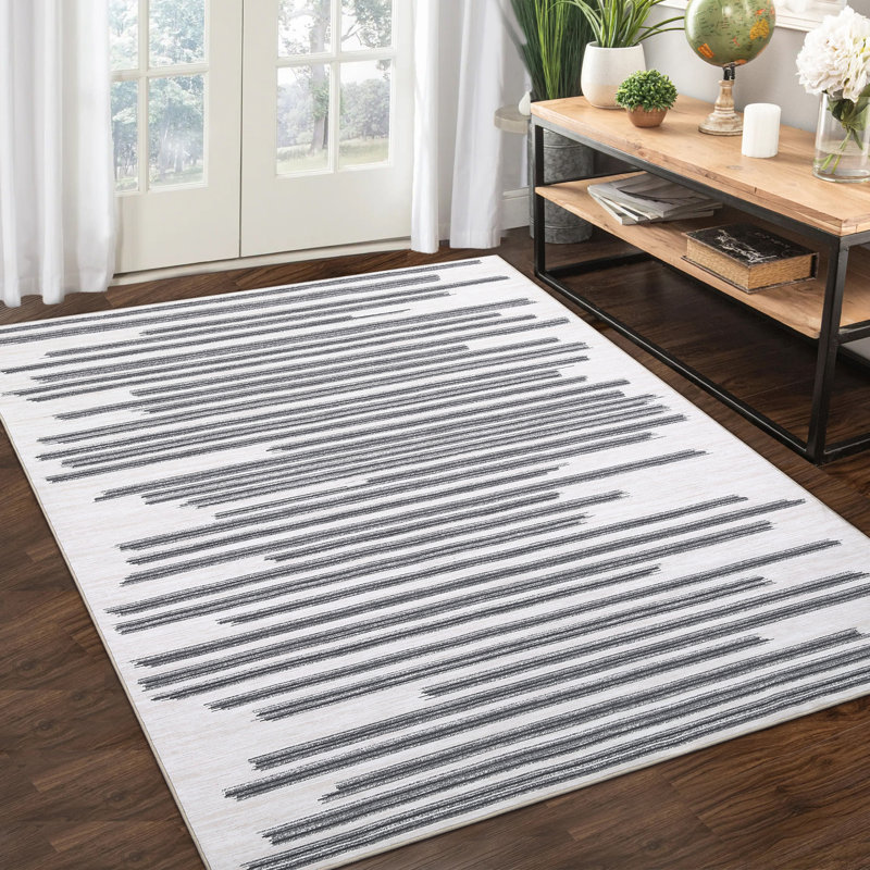 Lothair Washable Striped Indoor Rug, Rectangle 9' x 12’