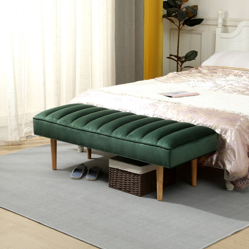 Repose-pieds capitonné en velours Accent Channel, Vert