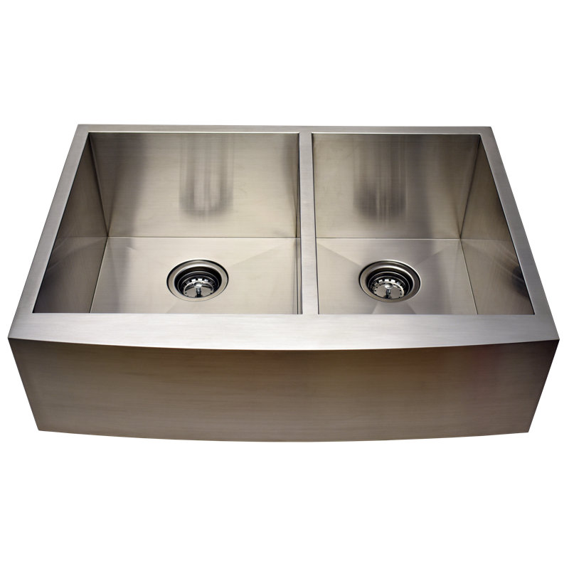 Alpha International 21.5'' W Double Bowl Stainless Steel Farmhouse Kitchen Sink