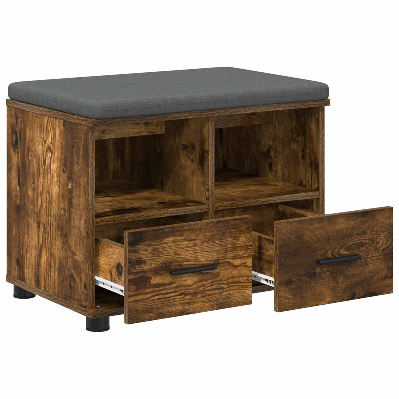 Storage Bench, 46cm H x 60cm W x 38cm D, Smoked Oak