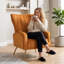 Fauteuil à oreilles en velours avec pieds en métal pour petits espaces-288822832